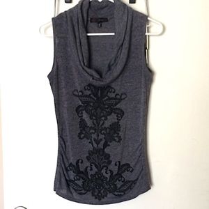 $FINAL$ HeartSoul Grey/Black Cowl Neck Tank